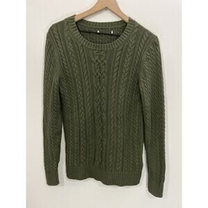 Retro Y2K 90s Cable Knit Grandpa Sweater M Preppy Academia Fisherman Cabincore